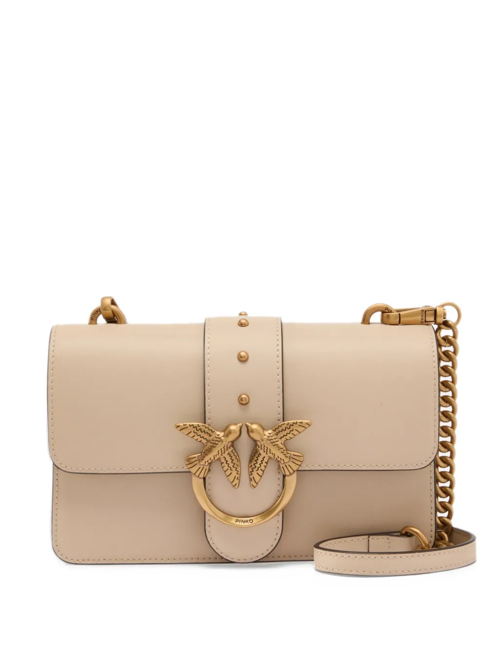 PINKO Love One leather crossbody bag - Toni neutri