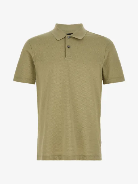 BOSS cotton-blend polo shirt with bubble-structured jacquard