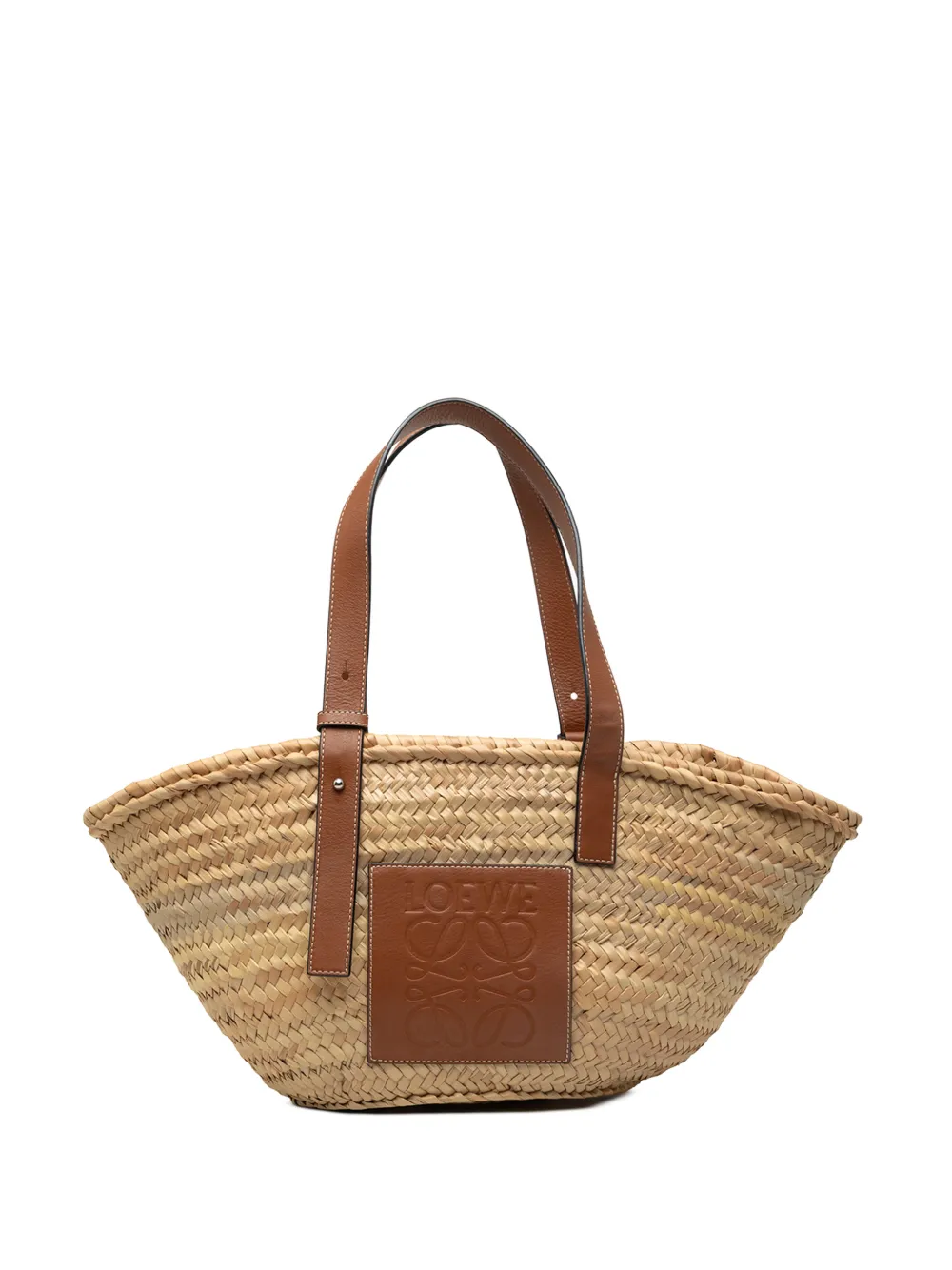 Loewe Pre-Owned 2020 Medium Raffia Anagram Basket tote bag - Braun