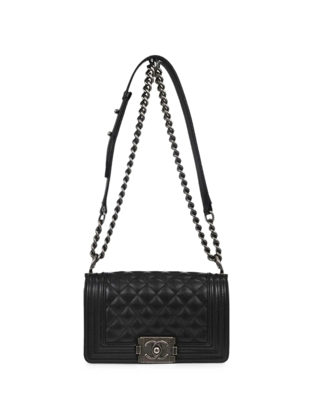 Pre-owned Chanel 2019 Small Boy  Quilted Shoulder Bag In Black