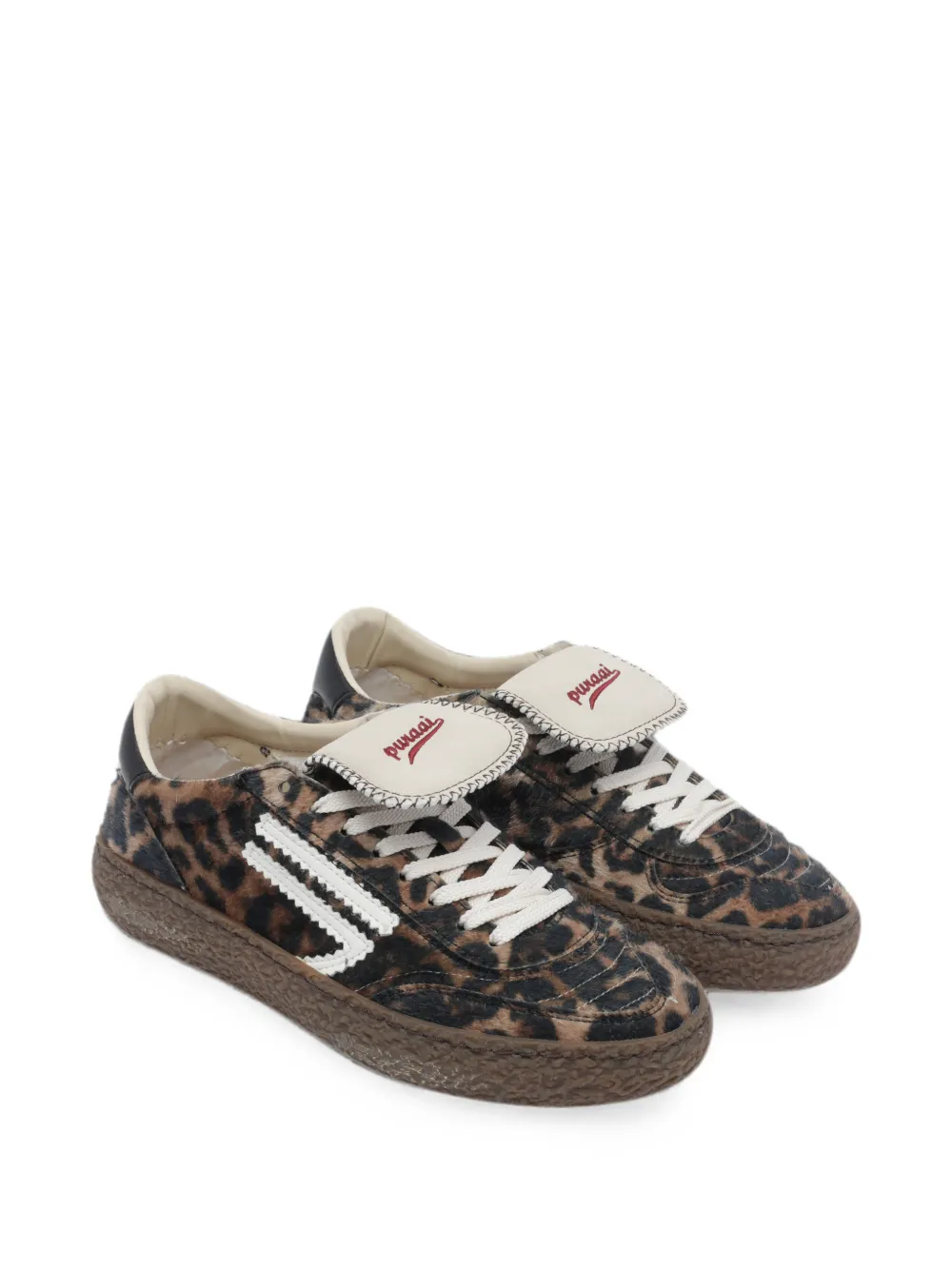Puraai Polly Tab sneakers met jaguarprint Bruin