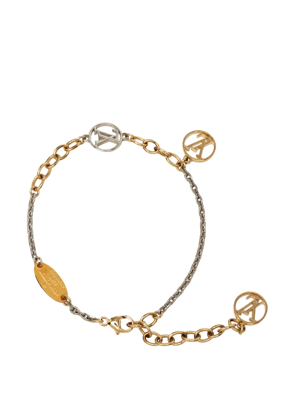 Louis Vuitton Pre-owned 2015 Gold Plated and Brass Logomania Bracelet Costume Bracelet, view 2