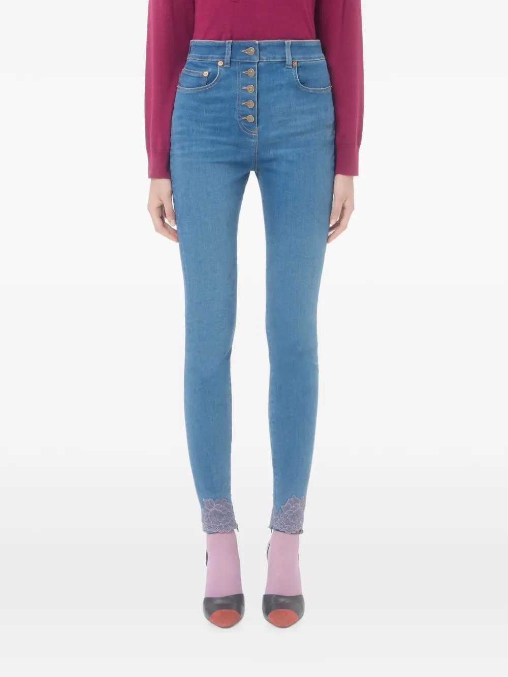Valentino Garavani Denim broek met kant Blauw