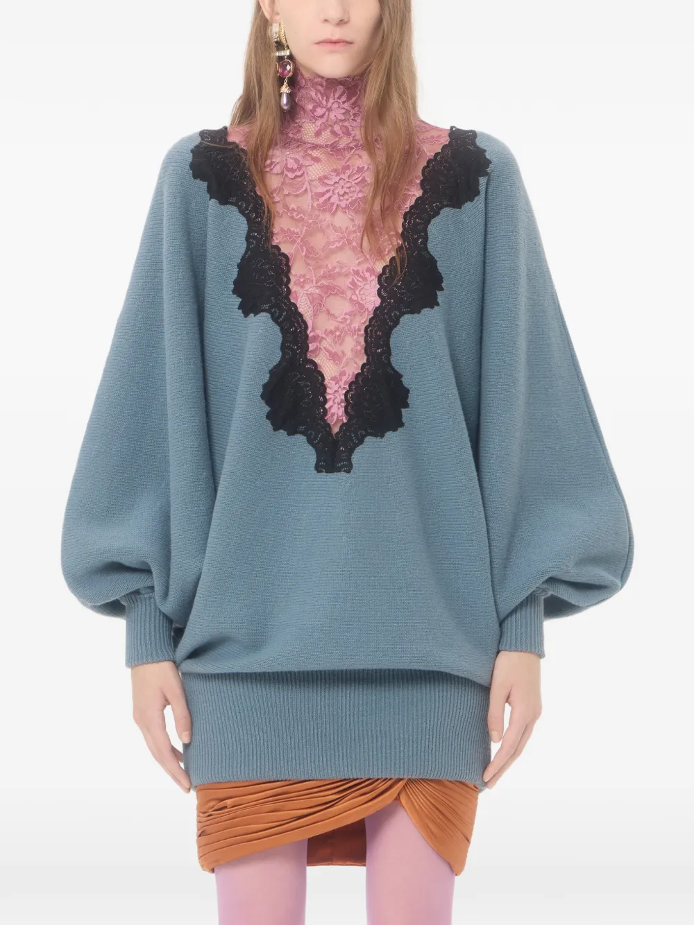 Valentino Garavani Wollen trui met kant Blauw