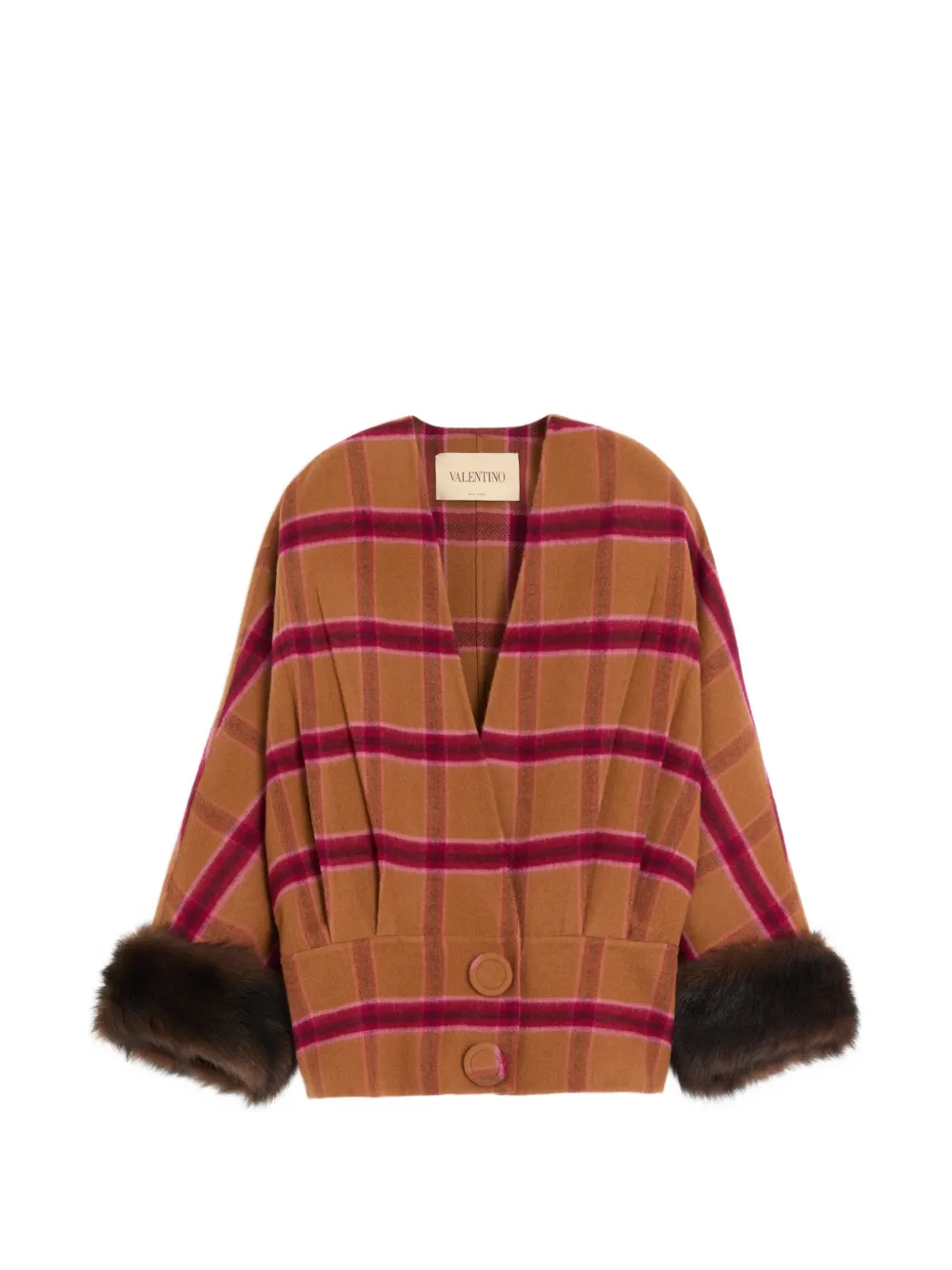 Valentino Garavani Caban in Macro Finestra con shearling - Marrone