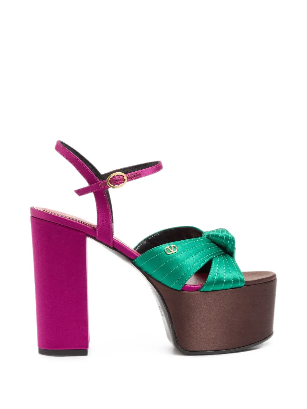Valentino Garavani sandals with Crasher platform in satin 125mm Groen