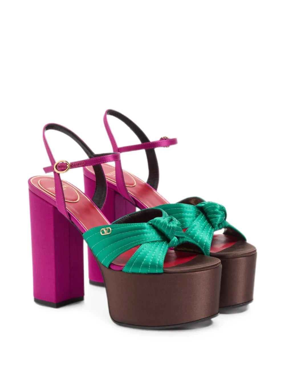 Valentino Garavani sandals with Crasher platform in satin 125mm Groen