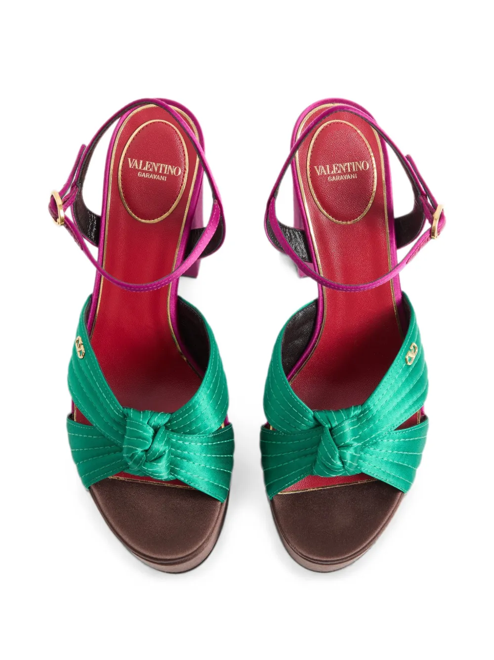 Valentino Garavani sandals with Crasher platform in satin 125mm Groen