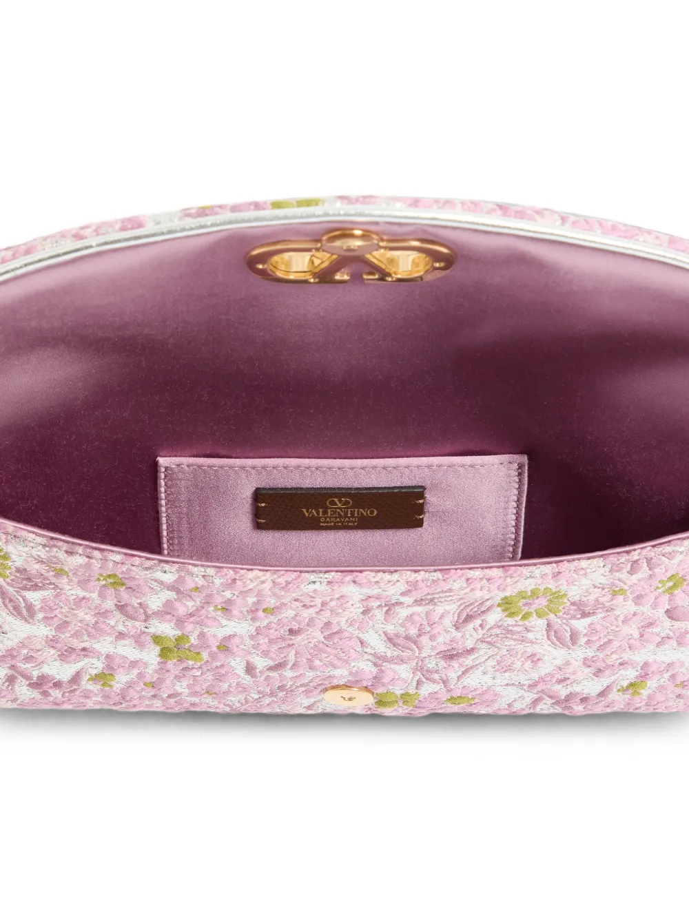 Valentino Garavani DeVain kleine schoudertas van lurex stof met jacquard Roze