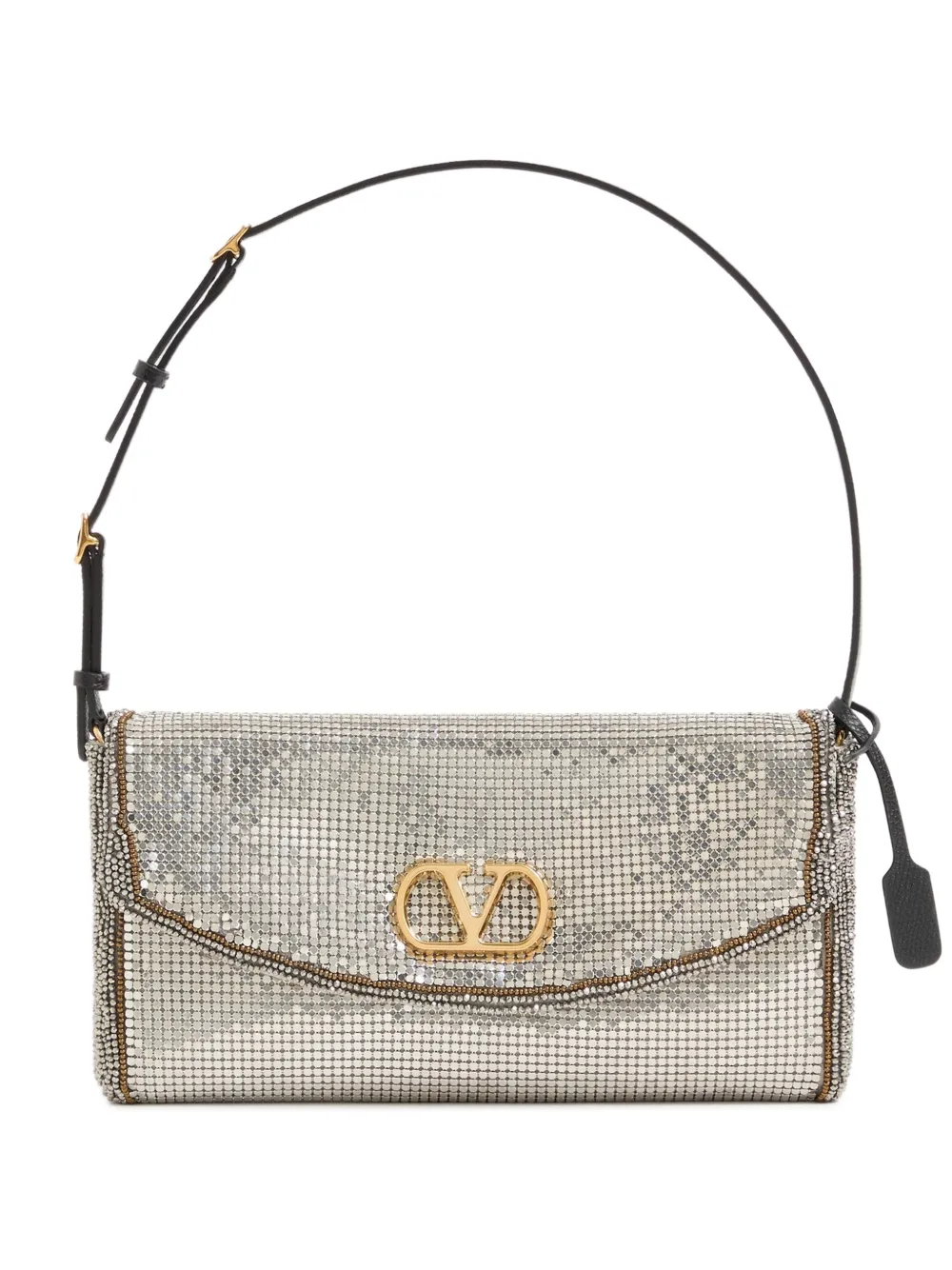 Valentino Garavani Devain small metallic mesh shoulder bag - Argento