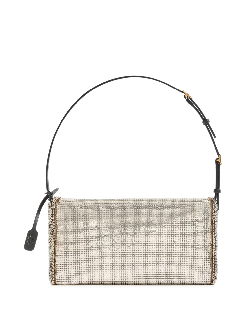Valentino Garavani DeVain kleine schoudertas van metallic mesh Zilver