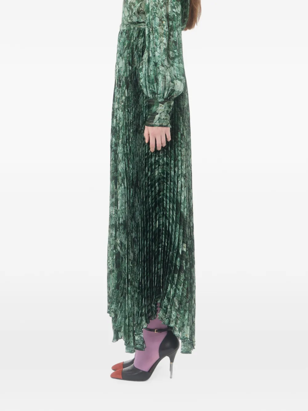 Valentino Garavani Pekin Lurex Urbs Mosaïque plissé maxi-rok Groen