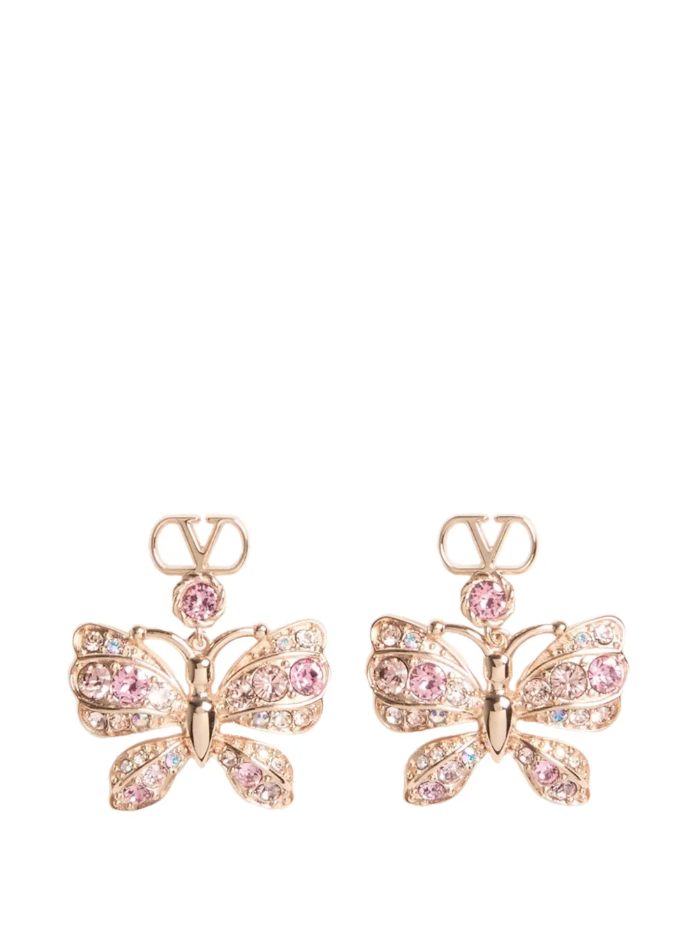 Valentino Garavani Flutterby earrings in metal and Swarovski® crystals - Rosa