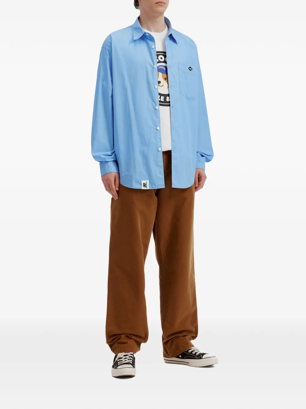 CHOCOOLATE Overhemd met logopatch Blauw
