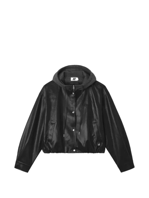 izzue logo-embroidered hooded jacket