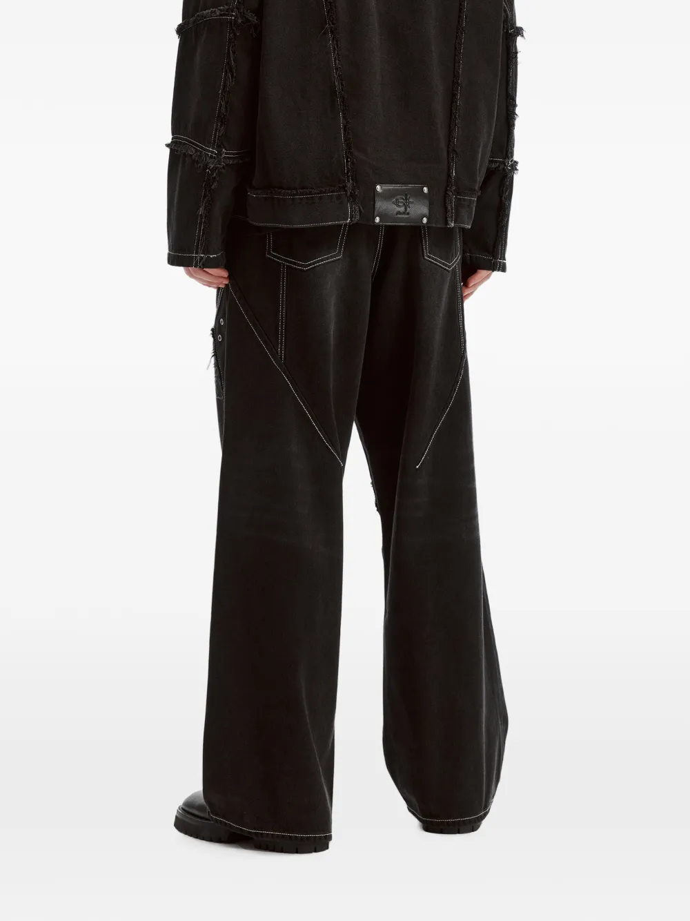 FIVE CM Gerafelde jeans met vlakken Zwart