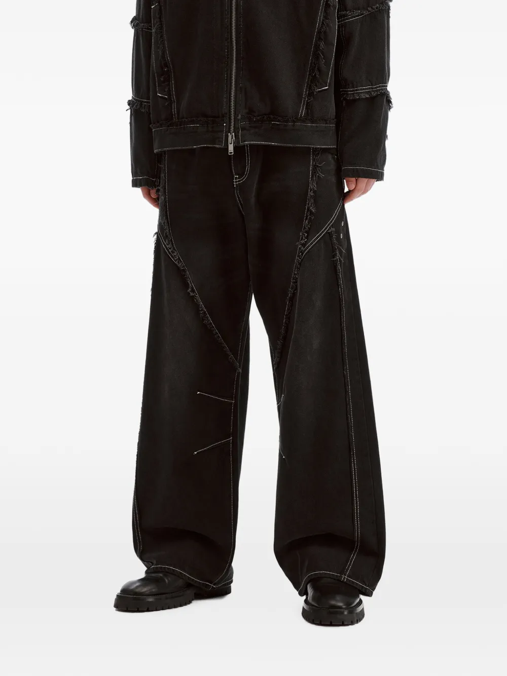 FIVE CM Gerafelde jeans met vlakken Zwart