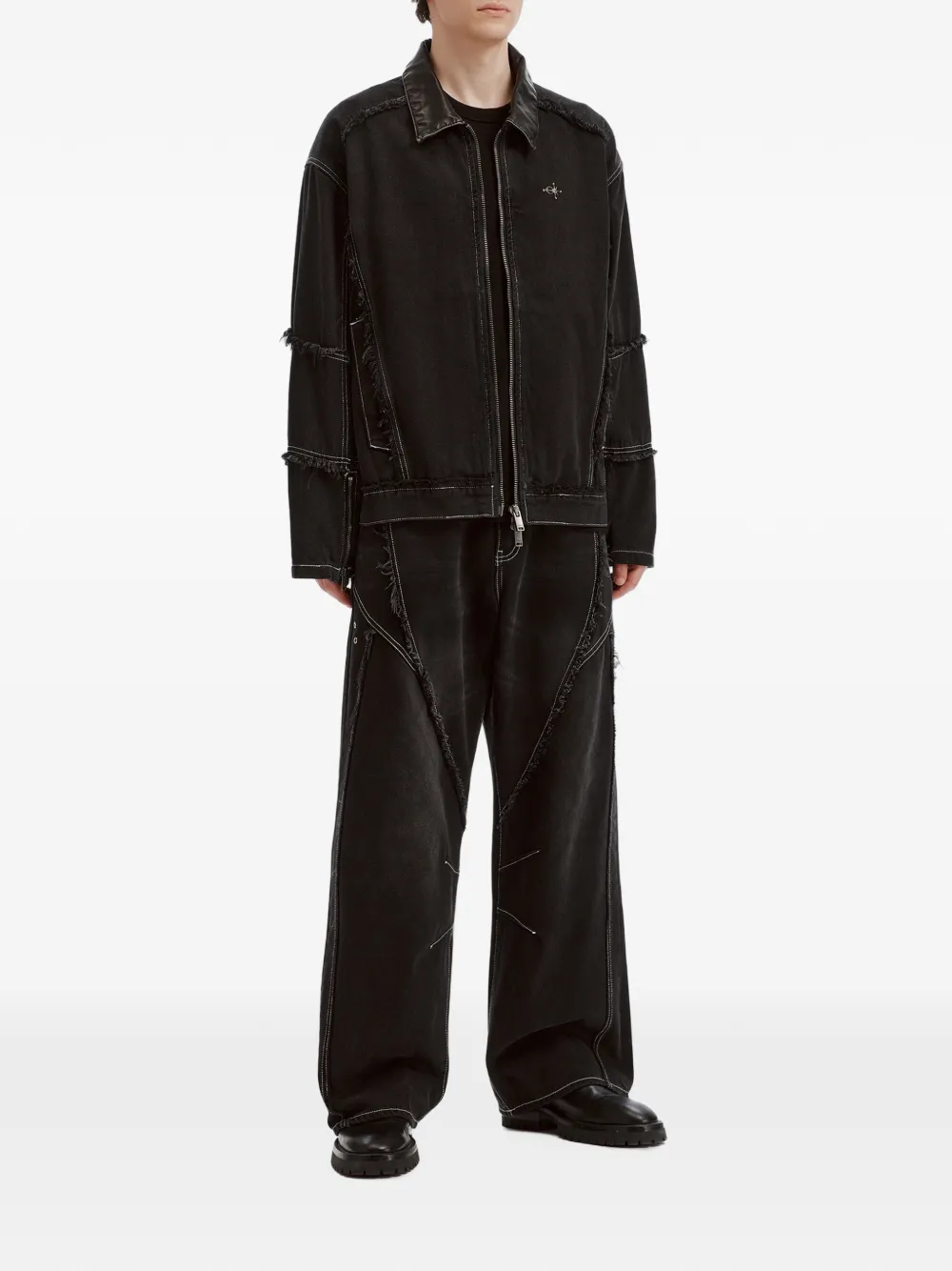 FIVE CM Gerafelde jeans met vlakken Zwart