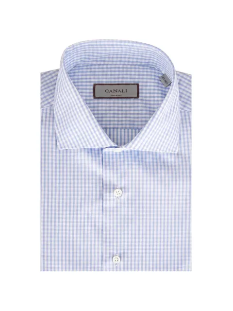 Canali gingham-check spread-collar shirt