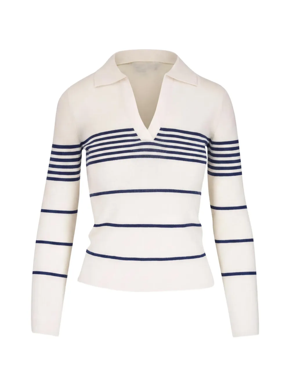 Nili Lotan Lucille gestreepte trui met V-hals Beige