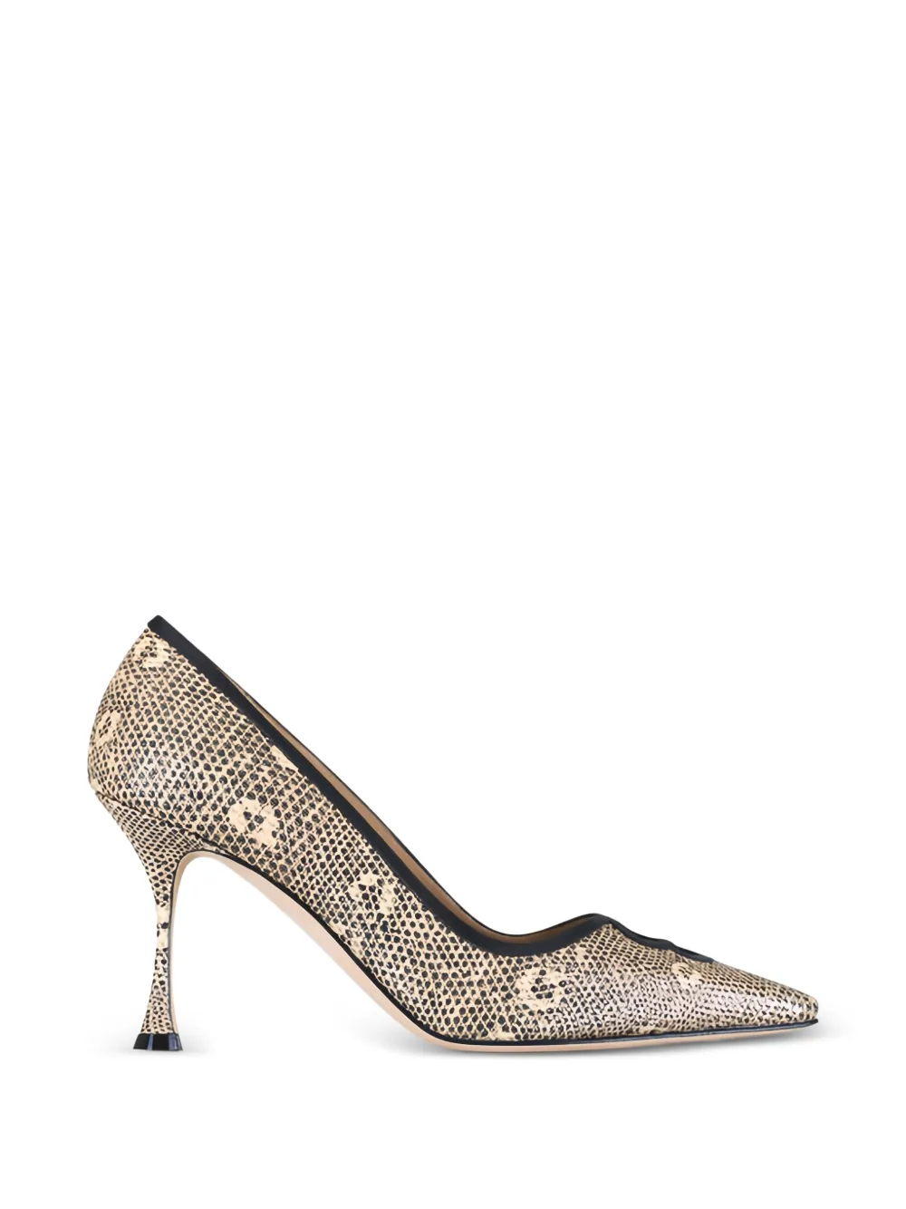 Manolo Blahnik Berry pumps met hagedissen-effect en uitgesneden details Beige