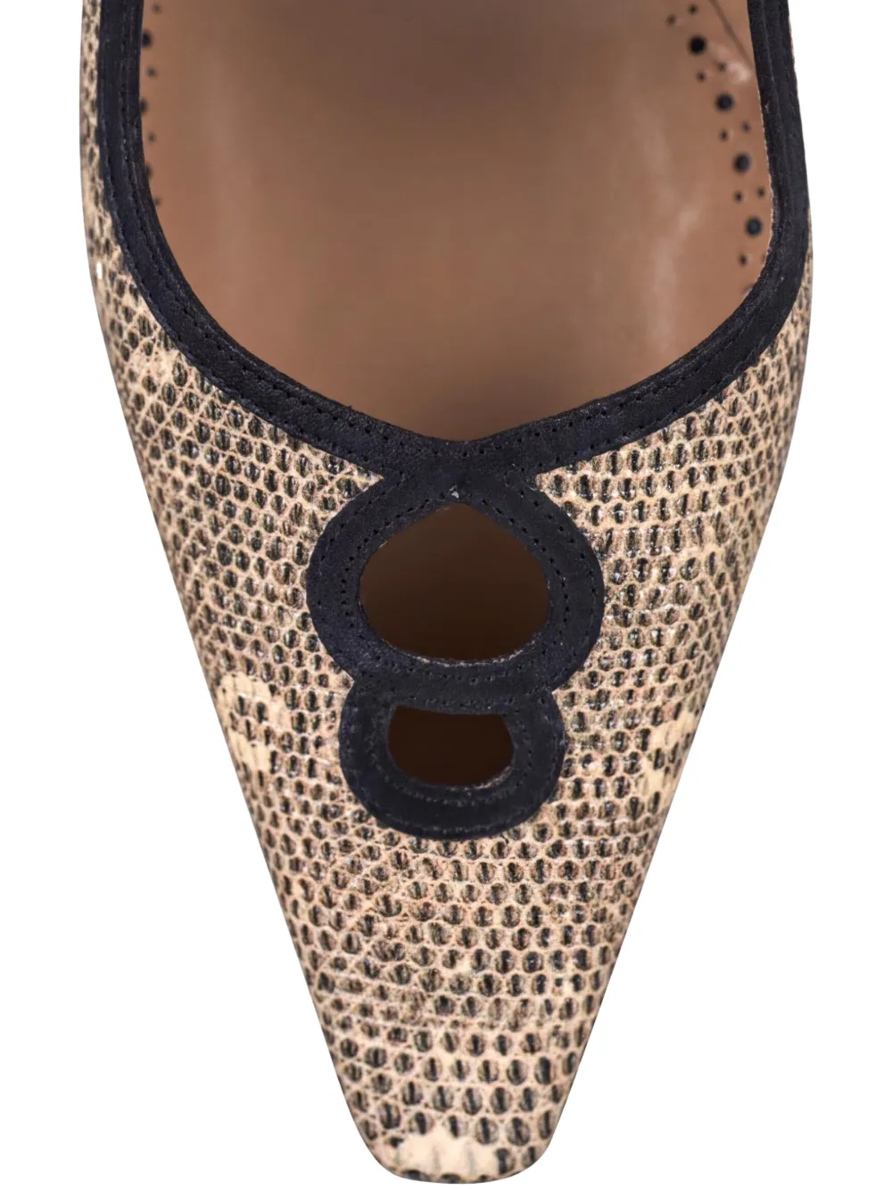 Manolo Blahnik Berry pumps met hagedissen-effect en uitgesneden details Beige
