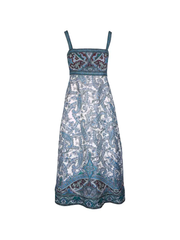Veronica Beard Rye Paisley-print Sleeveless Midi Dress in Neutrals
