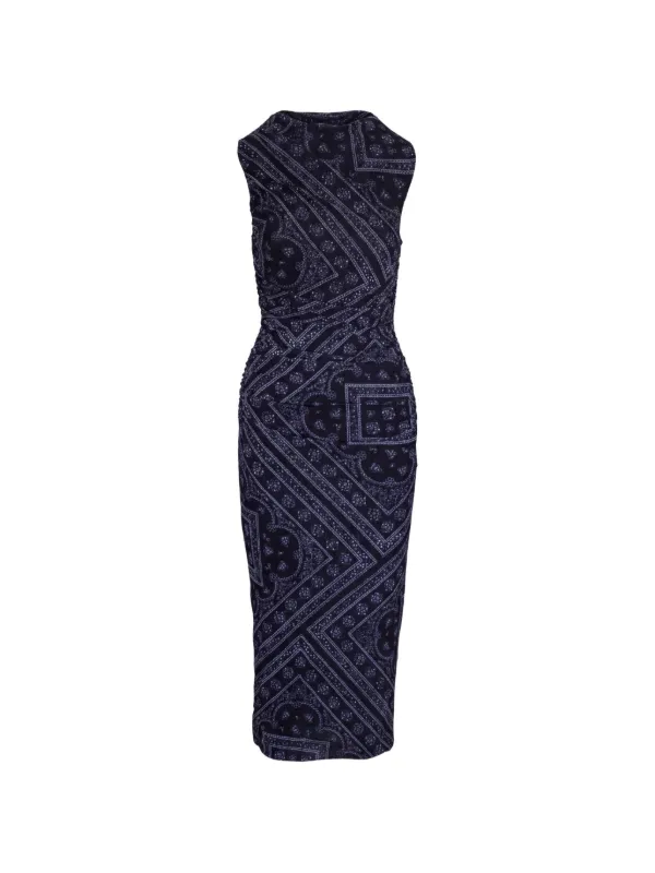 Veronica Beard Sylviani Paisley-print Ruched Midi Dress in Blue