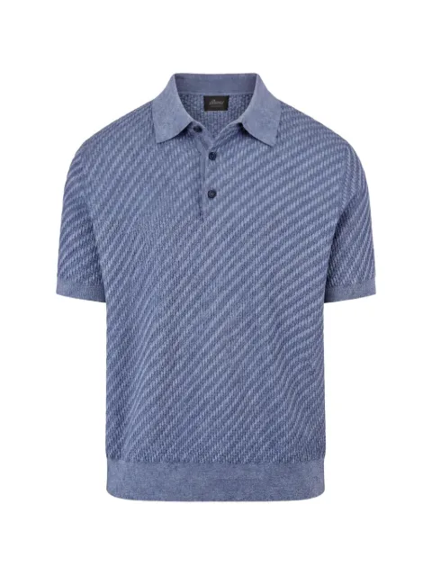 Brioni chevron-knit polo sweater