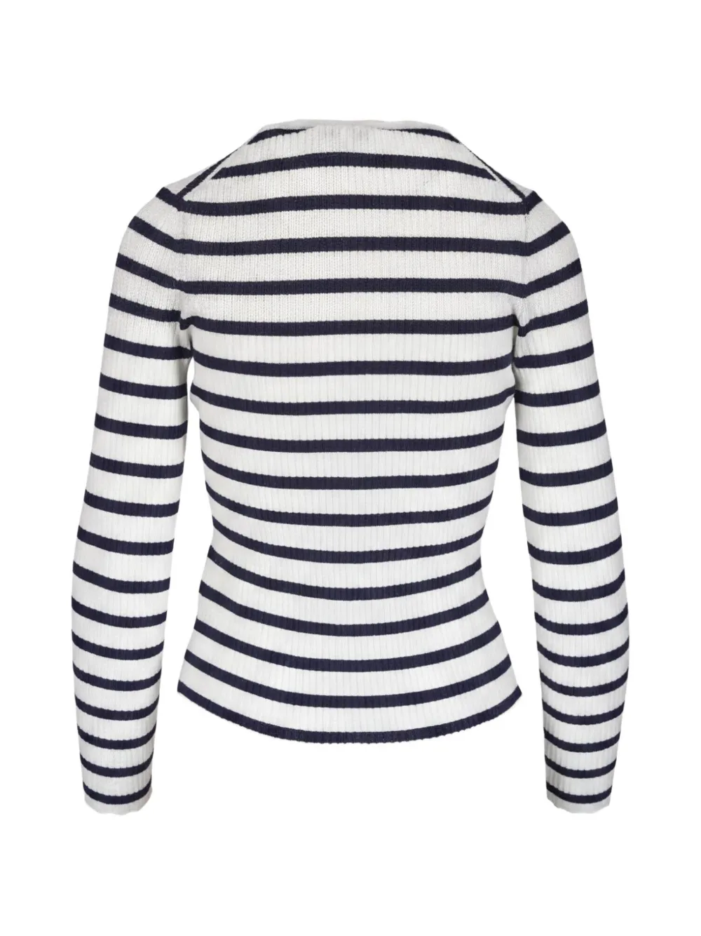 Veronica Beard Anwin gestreept ribgebreid vest Wit