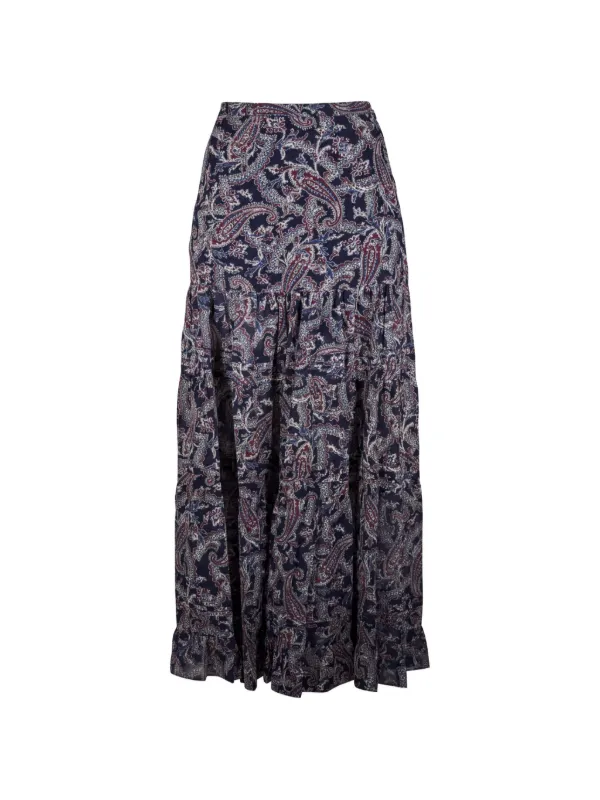Veronica Beard Heatheralyn Paisley-print Tiered Maxi Skirt in Blue