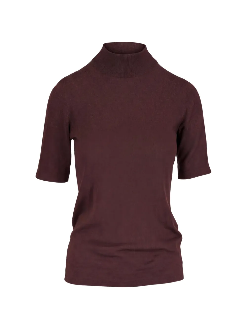 Brunello Cucinelli high-neck short-sleeve cashmere sweater - Marrone