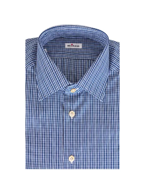 Kiton 체크 프린트 클래식 칼라 셔츠