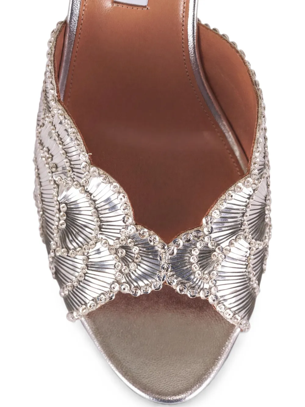 Aquazzura embroidered scalloped heeled sandals Zilver