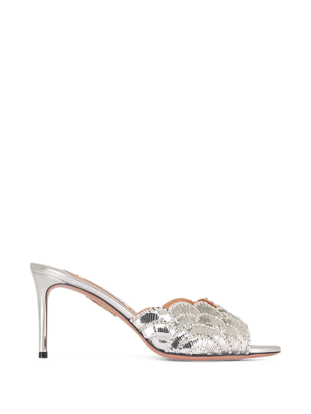 Aquazzura embroidered scalloped heeled sandals Zilver