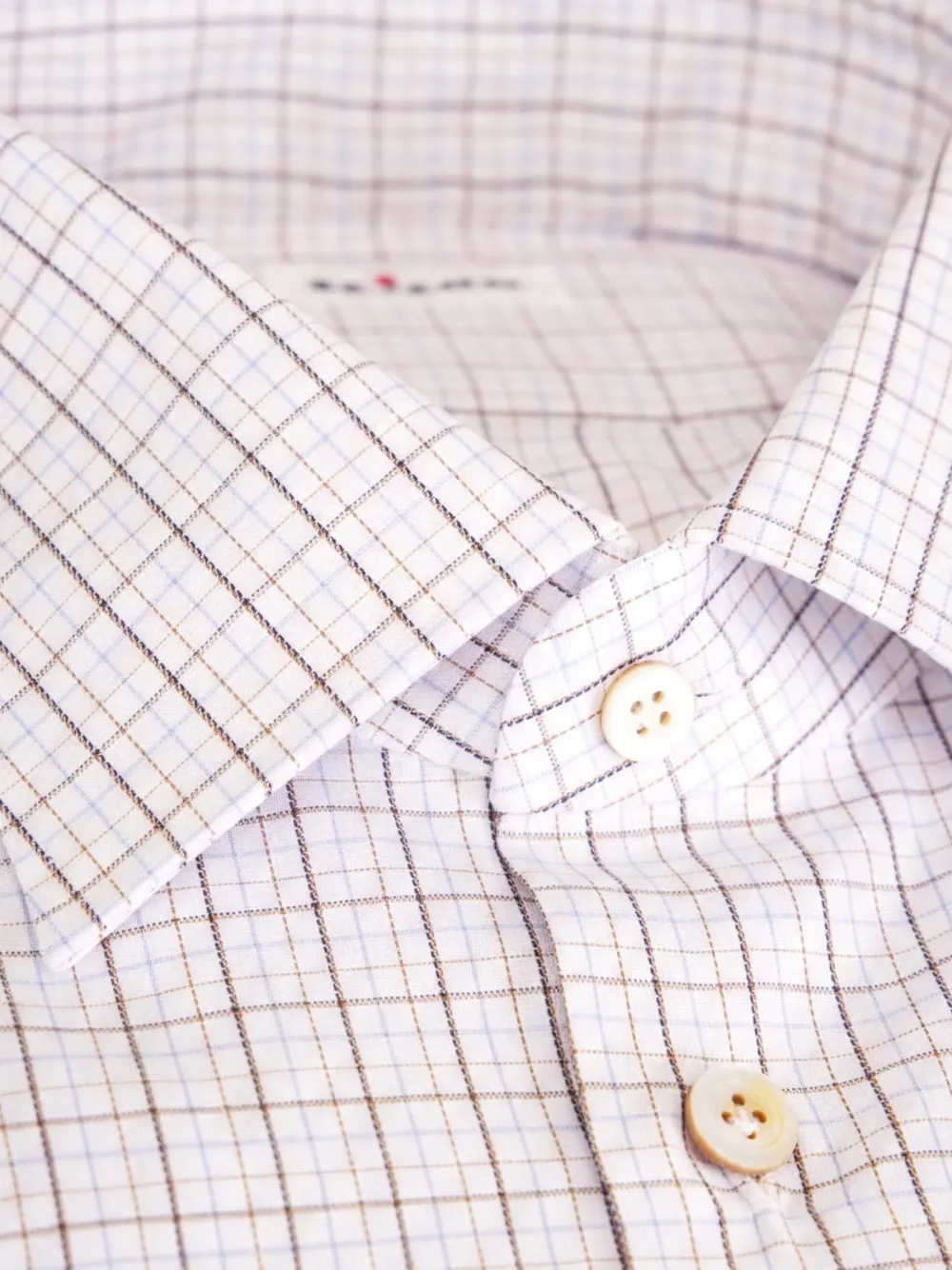 Kiton Geruit overhemd Wit
