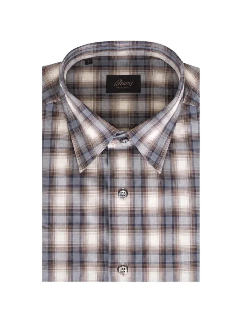 Brioni check-pattern long-sleeve shirt