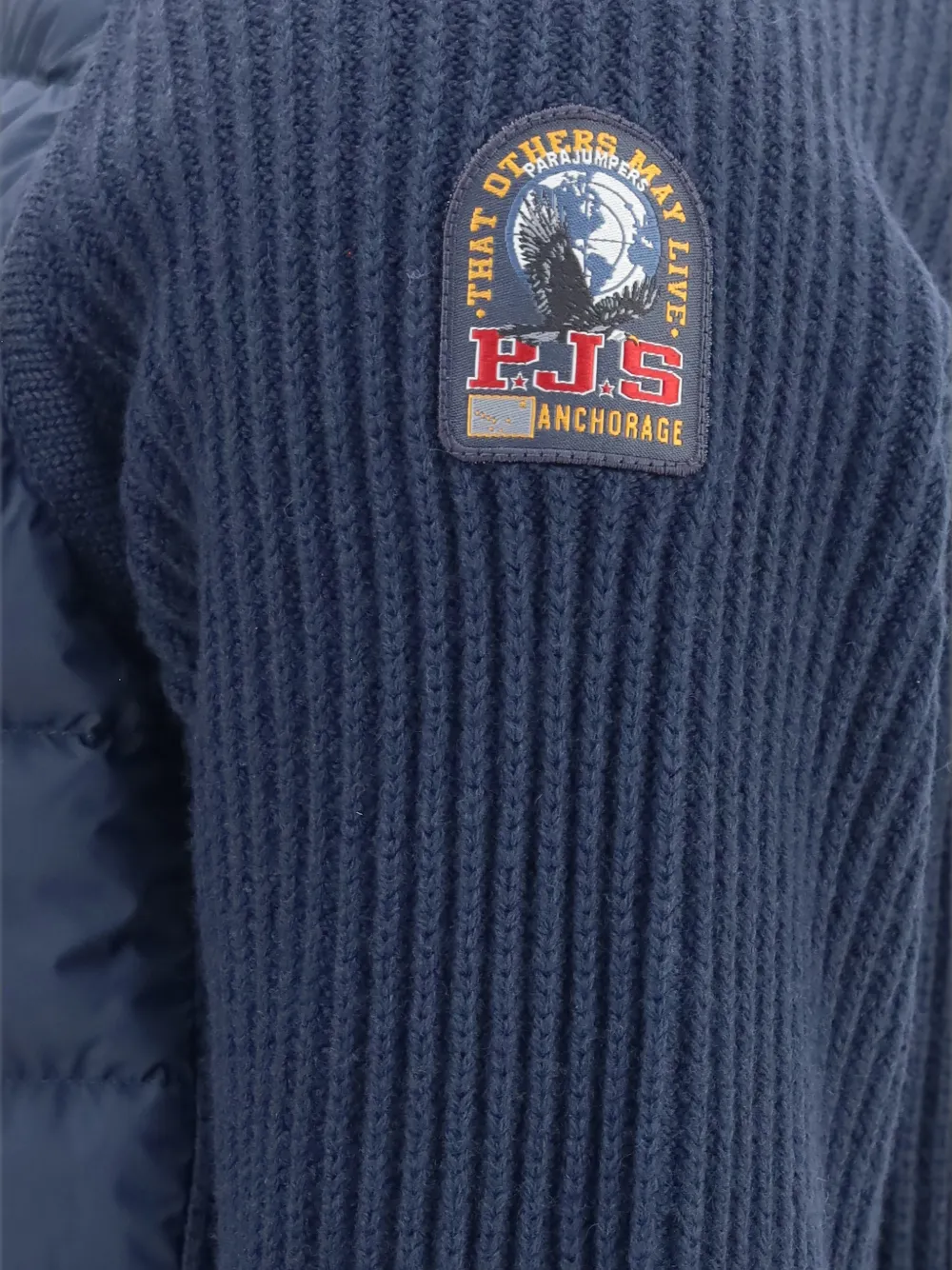 Parajumpers Olmo gewatteerd ribgebreid jack Blauw