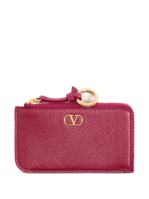 Valentino Garavani VLogo Signature zip-around charm card holder in grainy calfskin