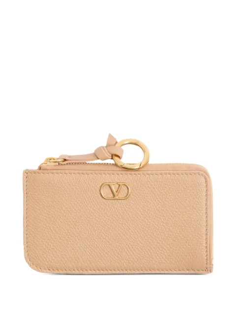 Valentino Garavani VLogo Signature zip-around charm card holder in grainy calfskin