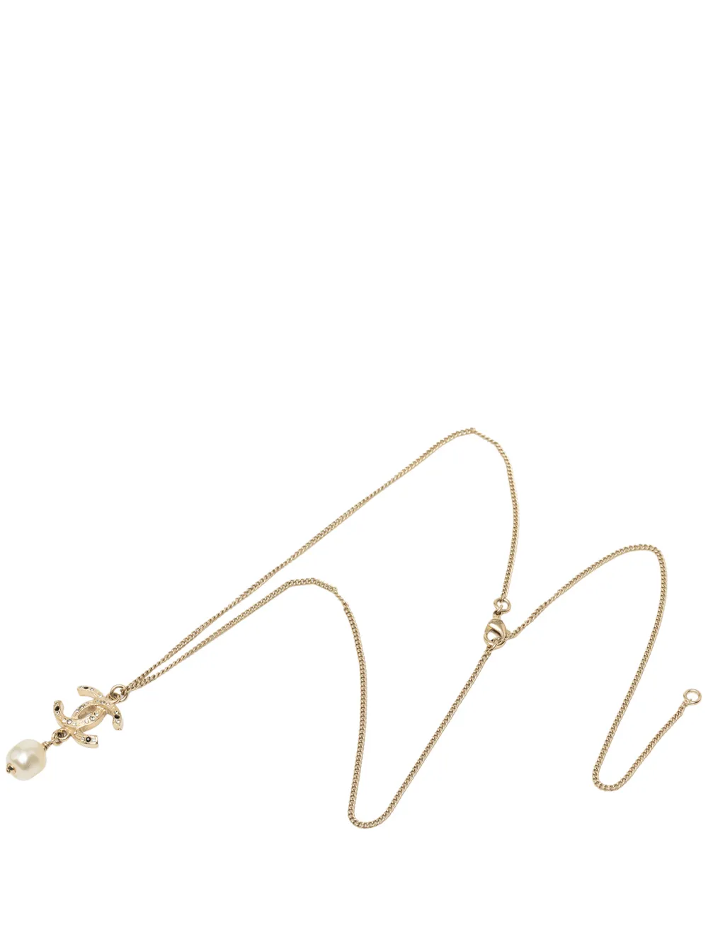 CHANEL Pre-Owned 2012 CC Gold Plated Strass Faux Pearl Drop Pendant Necklace costume necklace - Oro