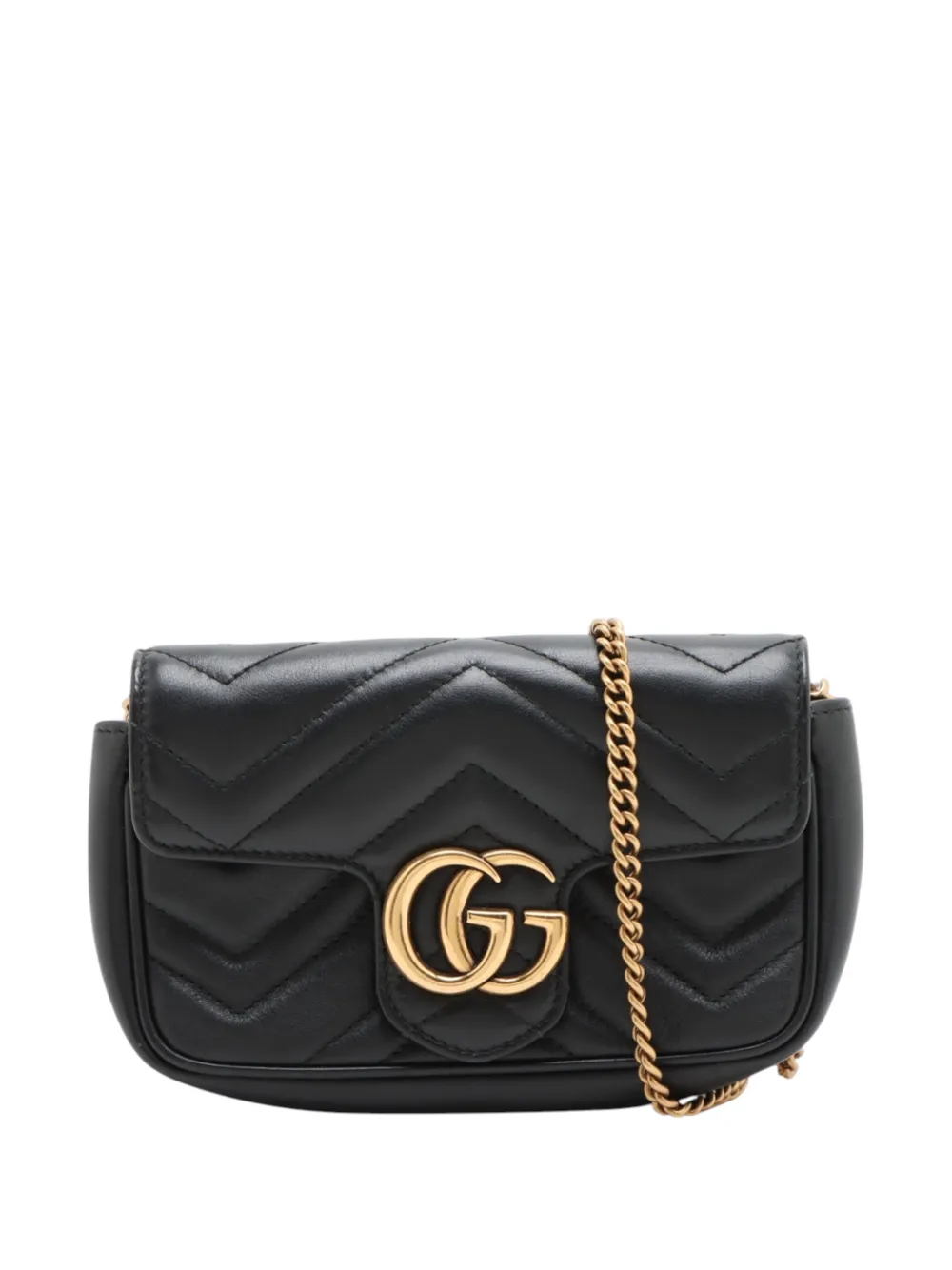 Gucci Pre-Owned 2000-2015 Mini GG Marmont Matelasse Calfskin Flap crossbody bag - Schwarz