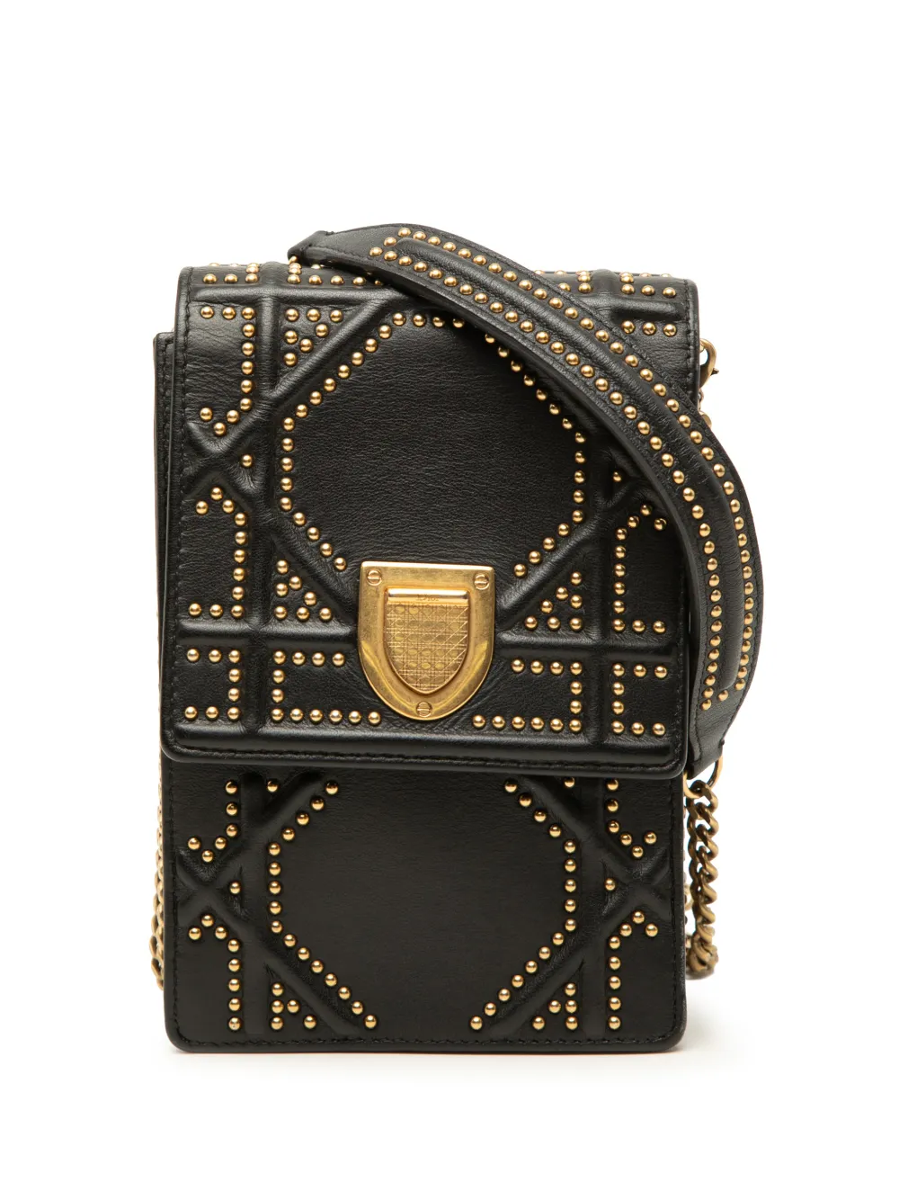 Christian Dior Pre-Owned 2018 Studded Leather Vertical Diorama crossbody bag - Nero