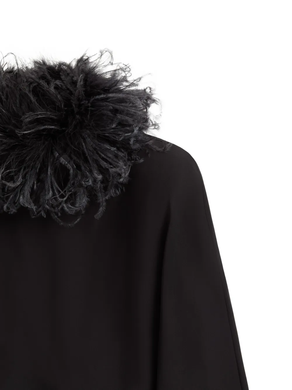 Valentino Garavani Mini-jurk van zijden georgette met veren-afwerking Zwart