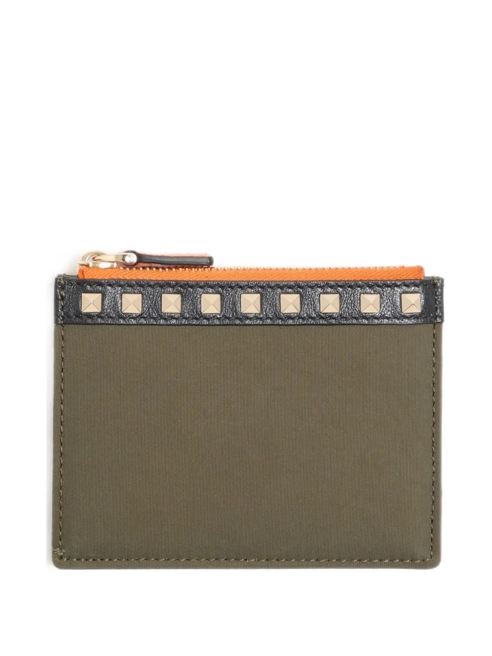 Valentino Garavani Portacarte Stud U in nylon e pelle di vitello - Verde