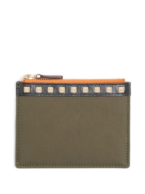 Valentino Garavani Stud U pcoin purse and cardholder in nylon and grainy calfskin