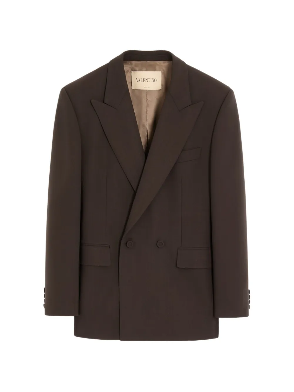 Valentino Garavani veste à boutonnière croisée en double laine légère - Marron