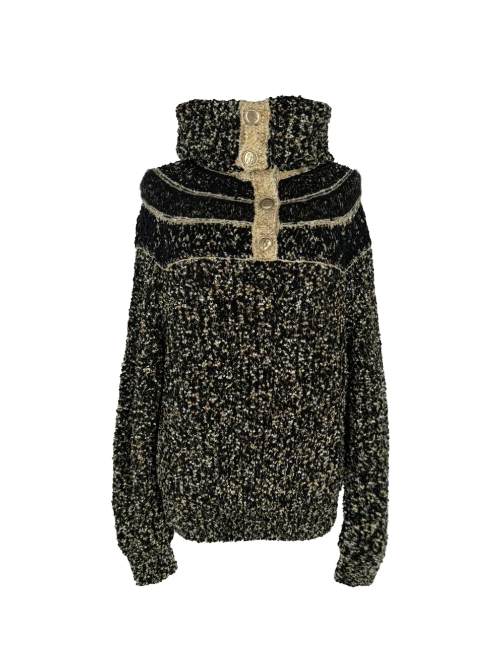 CHANEL Pre-Owned button-accent high-neck sweater - Schwarz