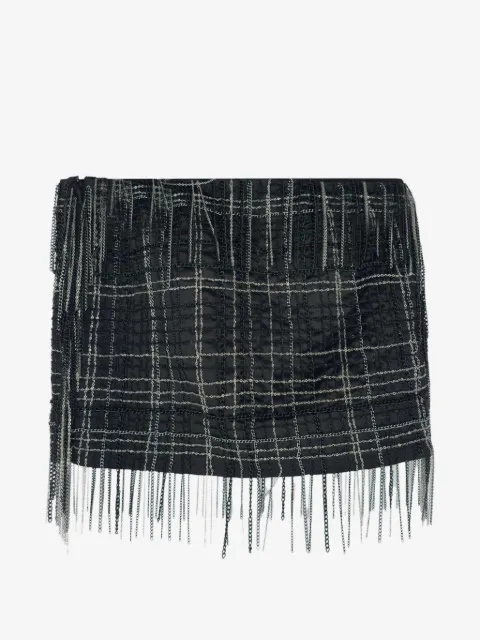 Jay Ahr checkered fringed-hem mini skirt
