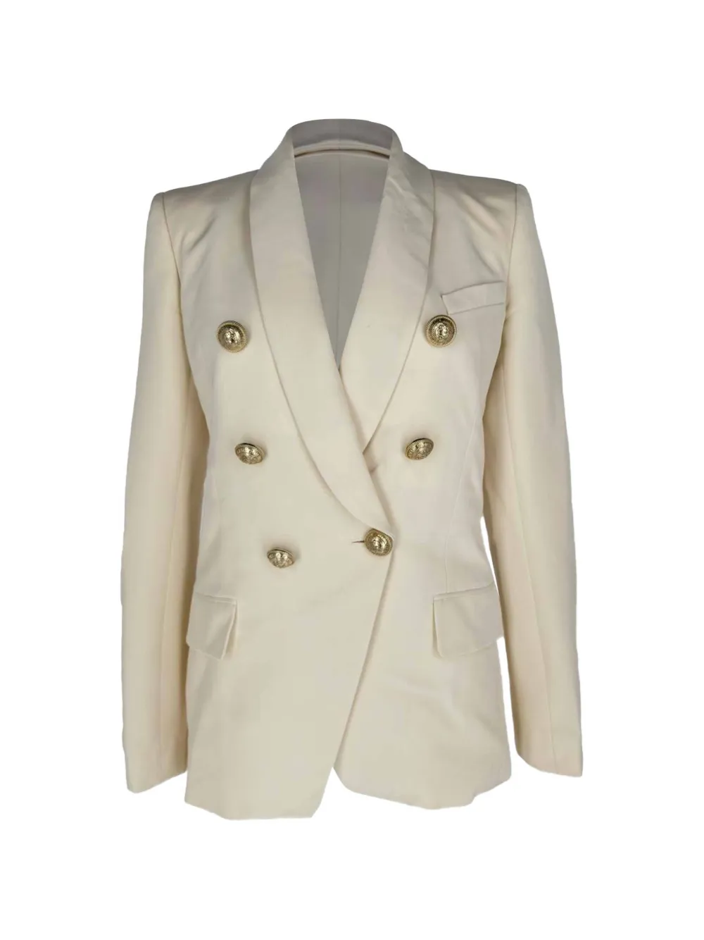 Balmain Pre-Owned double-breasted fray-trimmed blazer - Nude